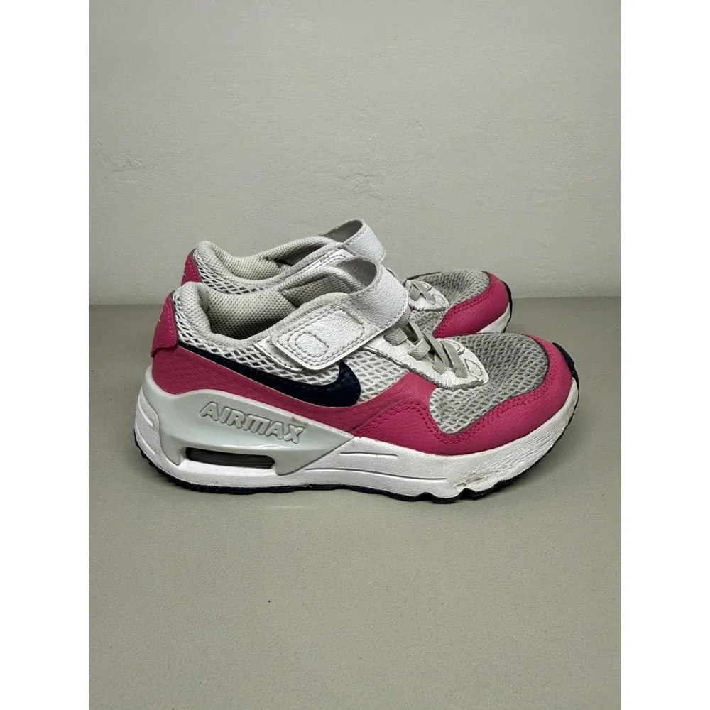 Nike Air Max Systm PS Girls' Sneakers White Pink Black Size 1Y Low Top